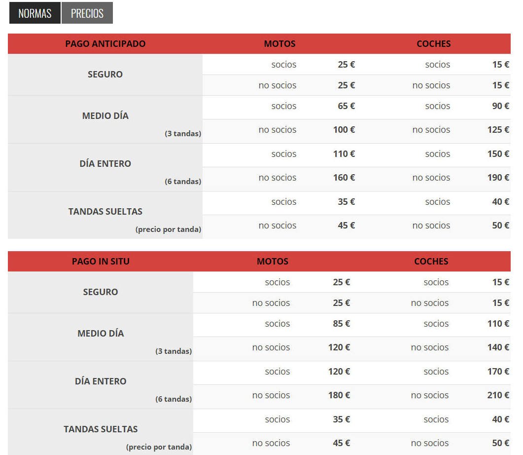 TABLA DE PRECIOS